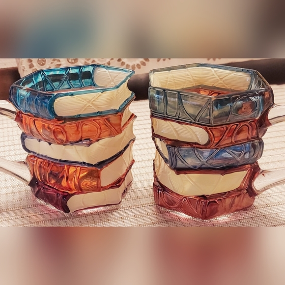 Colorful Stacked Book Glass Mugs Set NWOT - Picture 10 of 10
